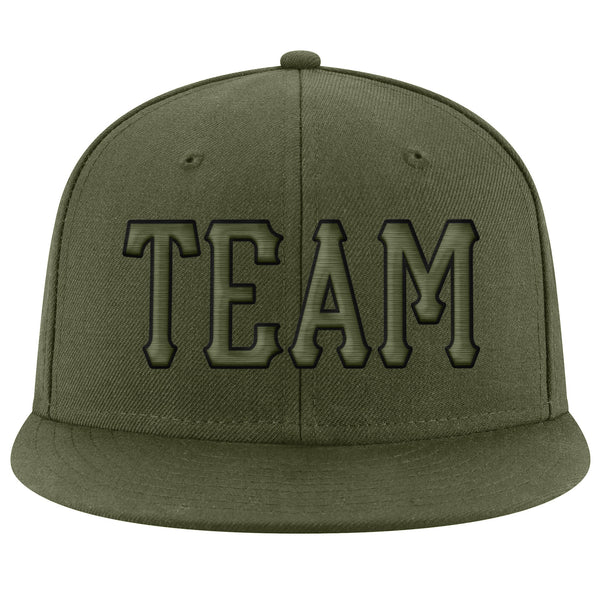 Custom Black Olive-Black Stitched Hat - Image 2